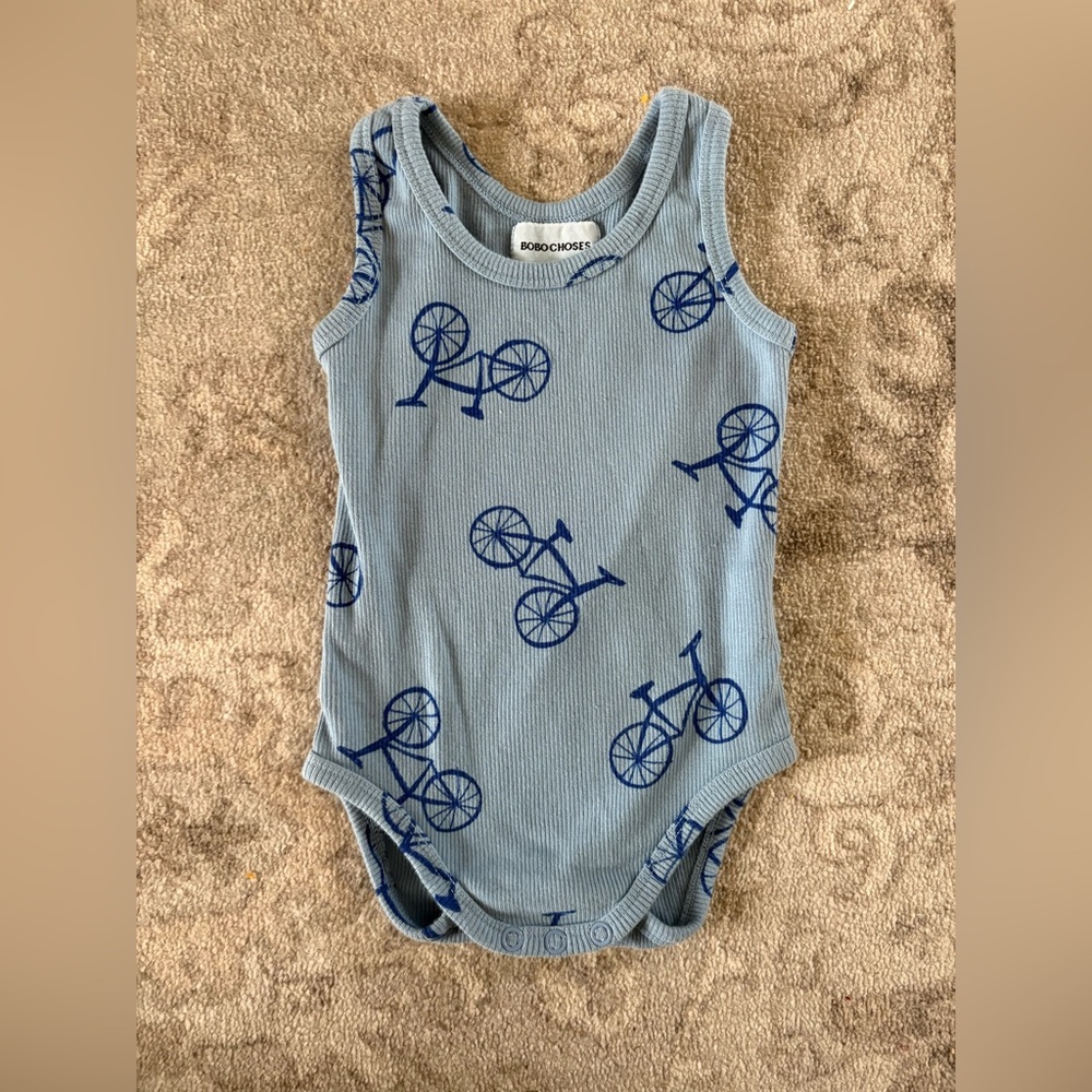 Bobo Choses 6/12 Bicycle Print Baby Onesie